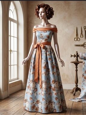 Blue and Brown Cowl Neck Maxi Dress for Prom
Good condition size M